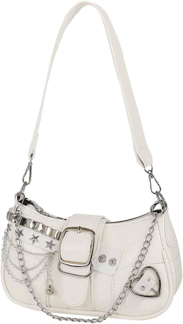 Verdusa Women's Y2k Star Embroidery Shoulder Bag Mini Chain Hobo Handbag Purses