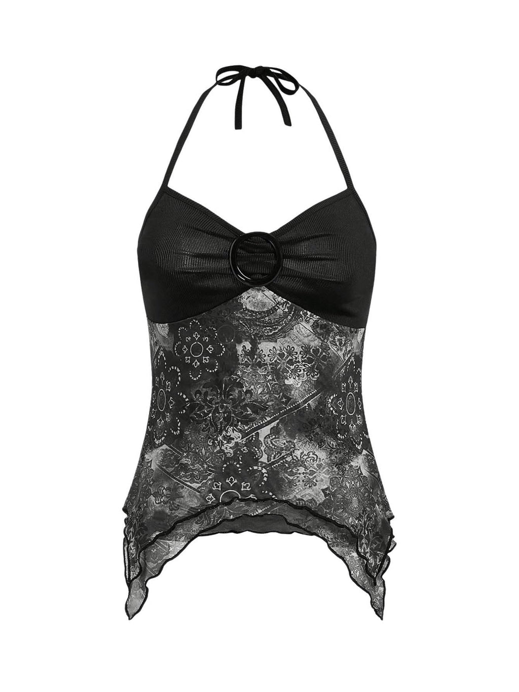 Verdusa Women's Y2k Halter Top Fairy 2000s Clothing Asymmetrical Going Out Tops Aesthetic Whimsical Clothes