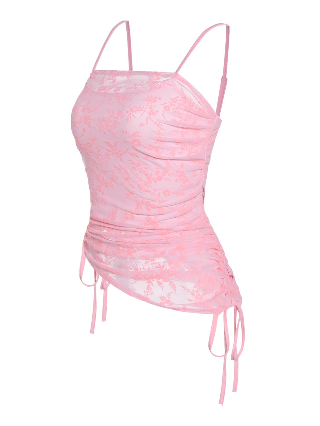 SOLY HUX Women's Ruched Lace Cami Top Drawstring Sleeveless Clubwear Sexy Gothic Tops