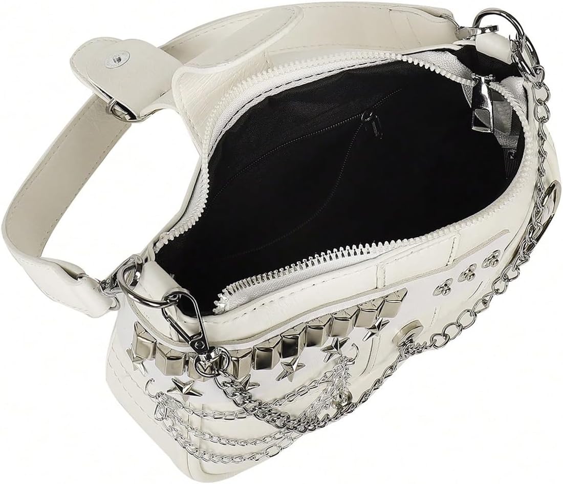 Verdusa Women's Y2k Star Embroidery Shoulder Bag Mini Chain Hobo Handbag Purses