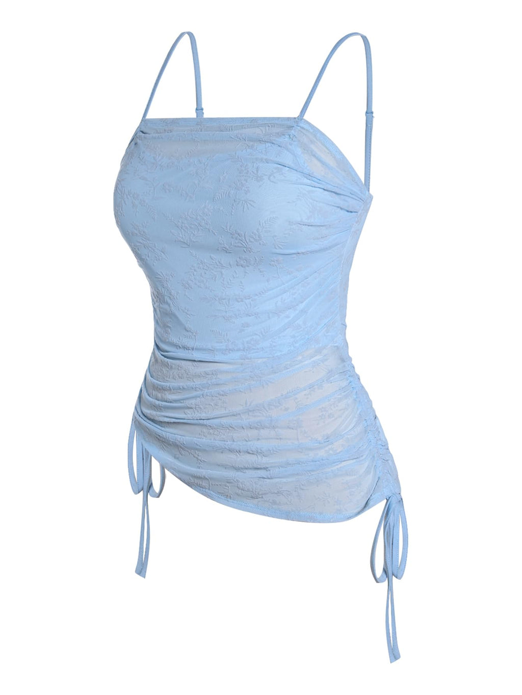 SOLY HUX Women's Ruched Lace Cami Top Drawstring Sleeveless Clubwear Sexy Gothic Tops