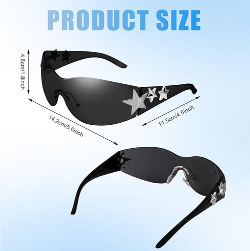 3 Pairs Y2K Sunglasses for Women Men Trendy Shield Wrap Around Sun Glasses Oversized Fashion Frameless Glasses