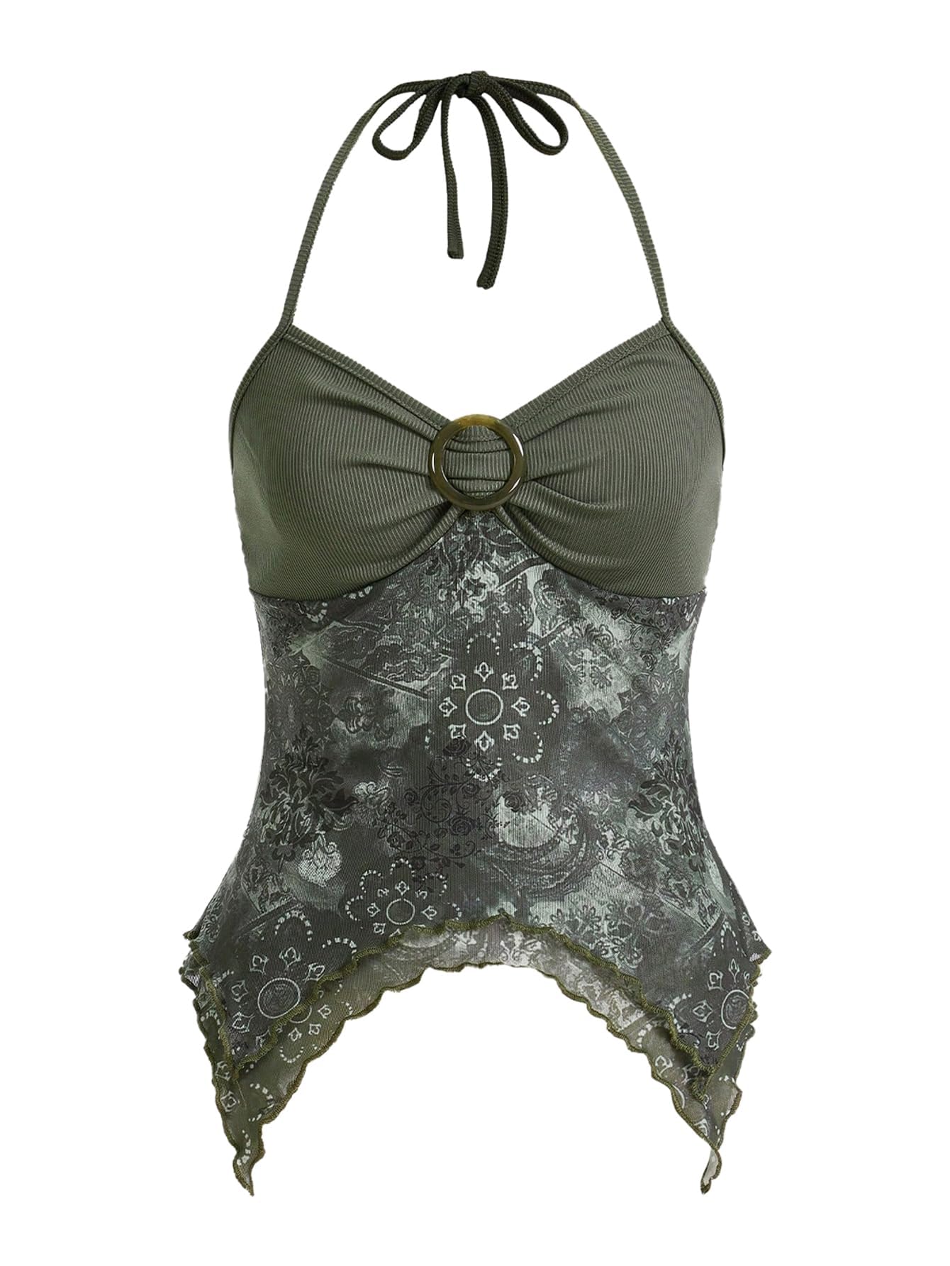 Verdusa Women's Y2k Halter Top Fairy 2000s Clothing Asymmetrical Going Out Tops Aesthetic Whimsical Clothes