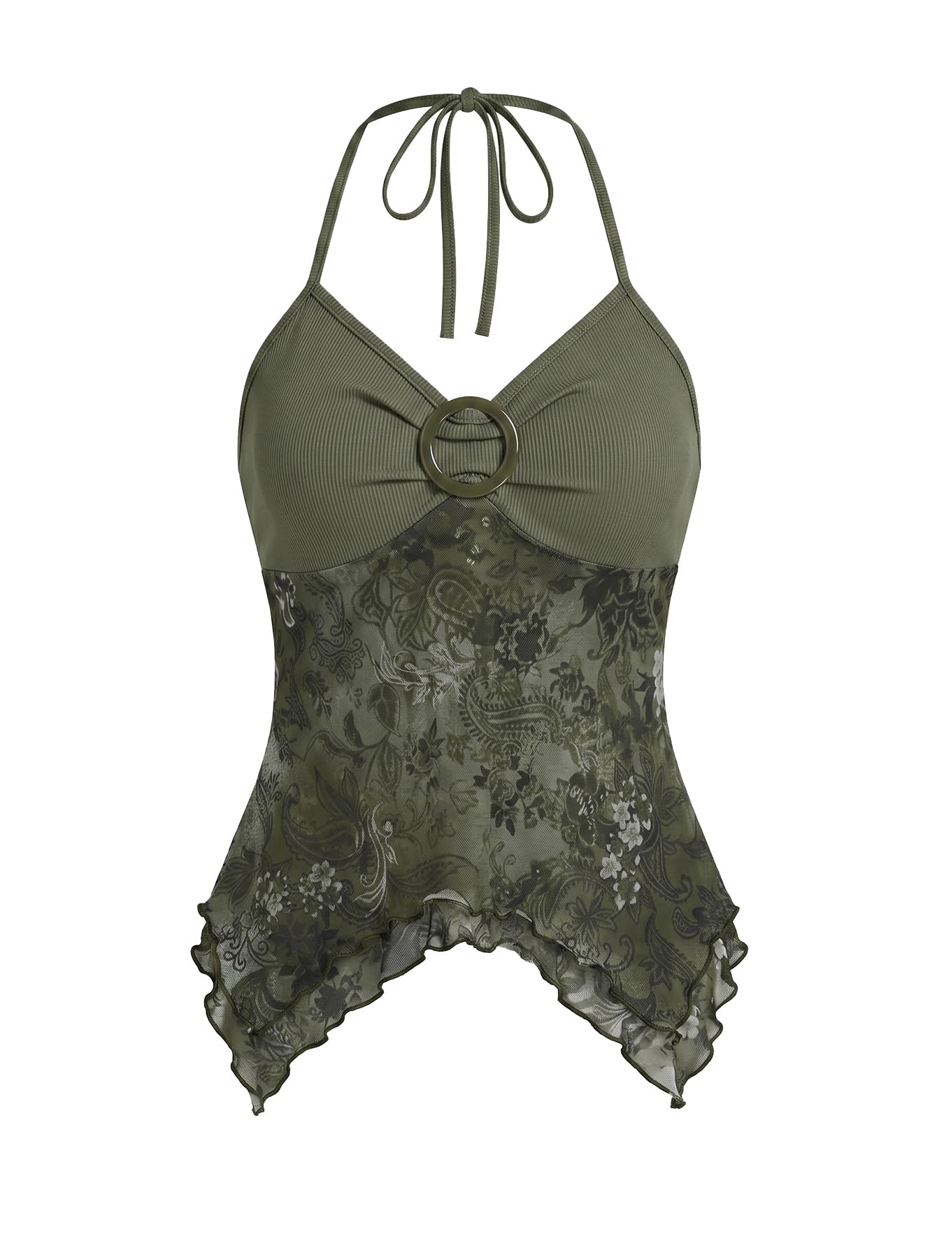 Verdusa Women's Y2k Halter Top Fairy 2000s Clothing Asymmetrical Going Out Tops Aesthetic Whimsical Clothes