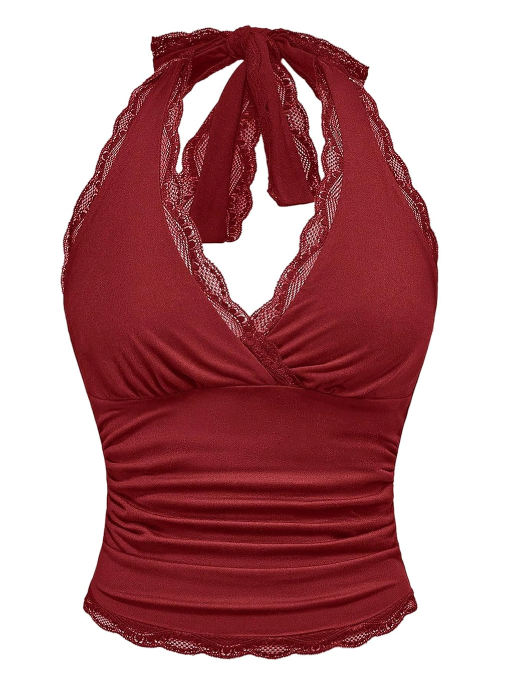WDIRARA Women's Leopard Print Ruched Halter Crop Tops V Neck Tie Back Sleeveless Slim Fit Cami Tops