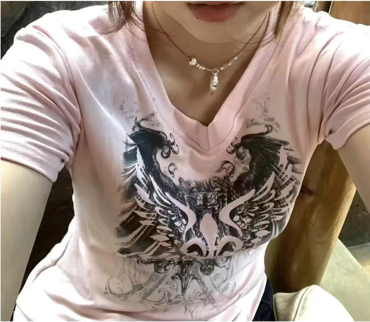 Grunge Shirts Emo Clothes Teen Girls Vintage Graphic Tee Y2k 2000s Goth Top Women Mcbling Short Sleeve Streetwear