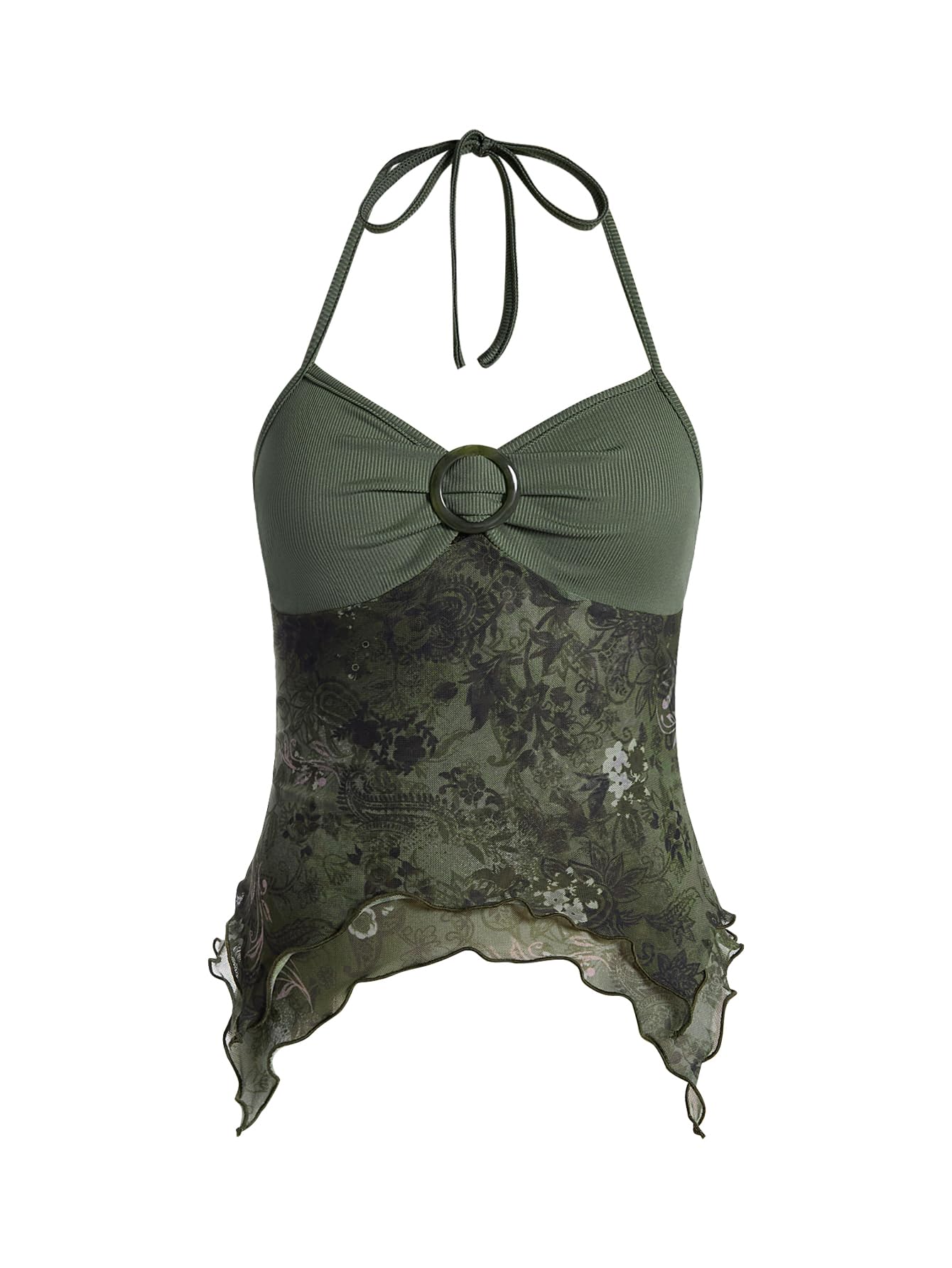 Verdusa Women's Y2k Halter Top Fairy 2000s Clothing Asymmetrical Going Out Tops Aesthetic Whimsical Clothes