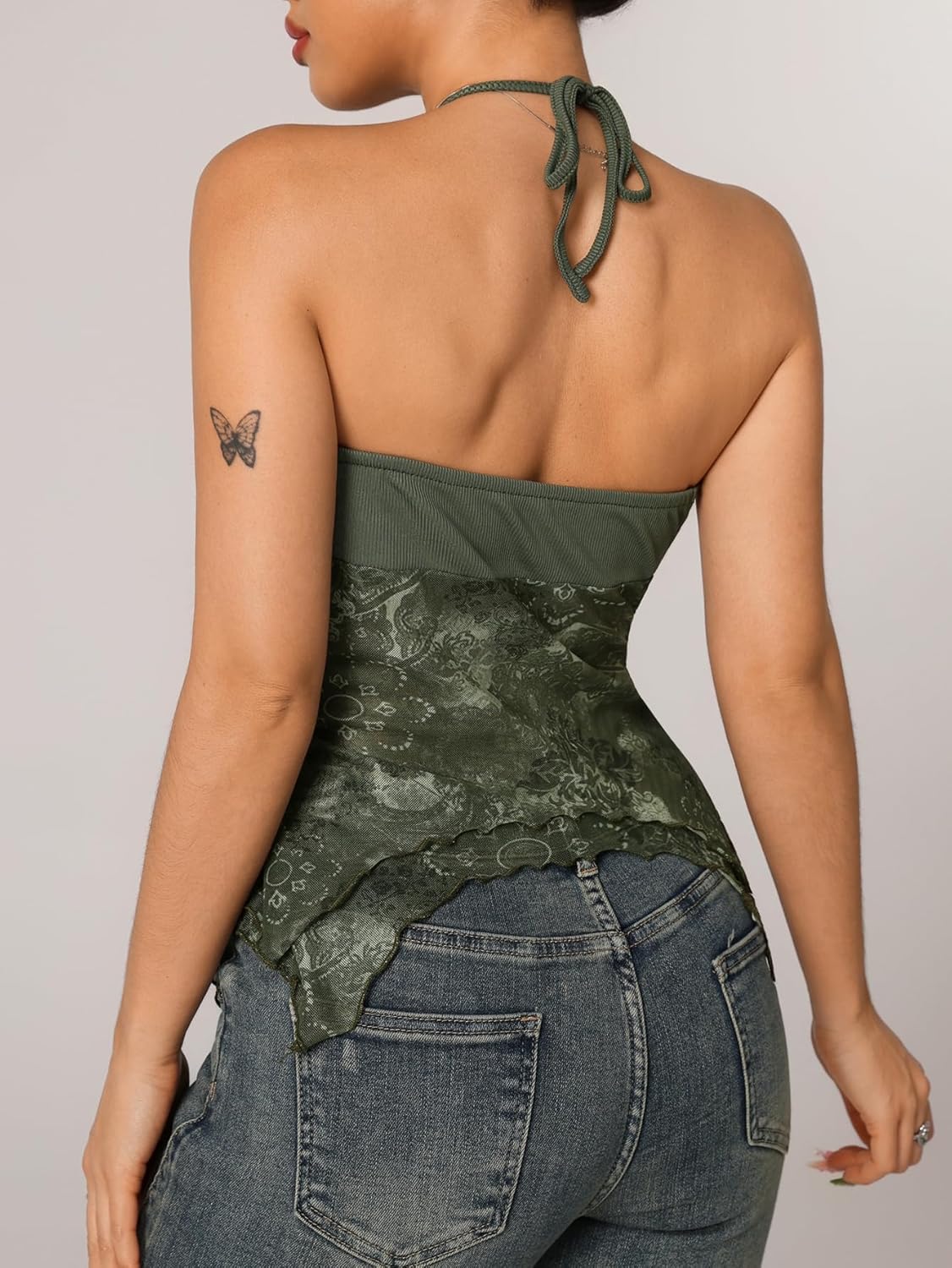 Verdusa Women's Y2k Halter Top Fairy 2000s Clothing Asymmetrical Going Out Tops Aesthetic Whimsical Clothes